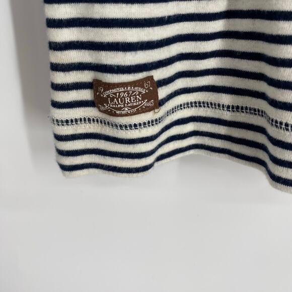 Ralph Lauren Top Women’s Medium Stripes Faux Leather Elbow Patches Western - Picture 3 of 9